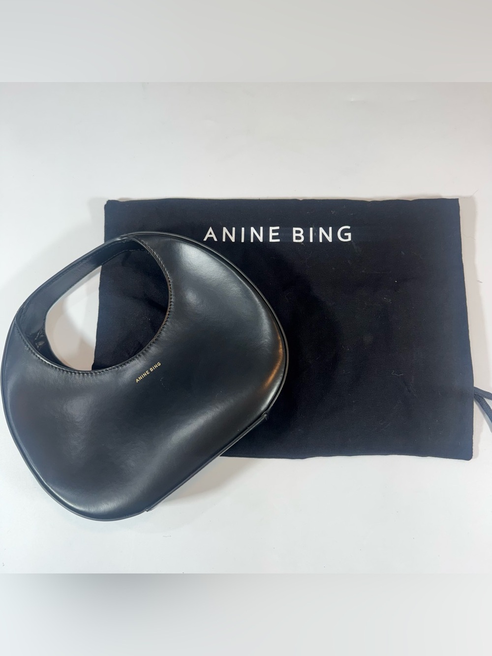 Anine Bing Womens Vegan Leather Top Handle Handbag Black